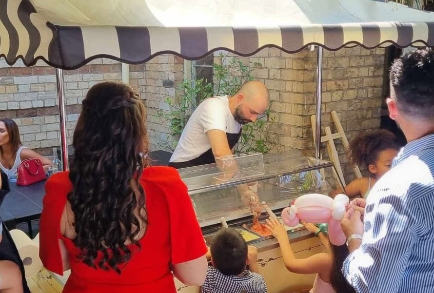 gelato cart baptism serving gelato