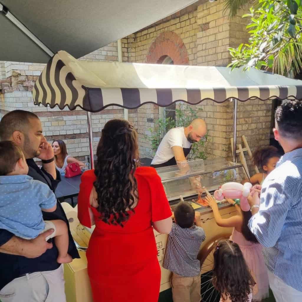 Carretto serving gelato at baptism in Port Melbourne