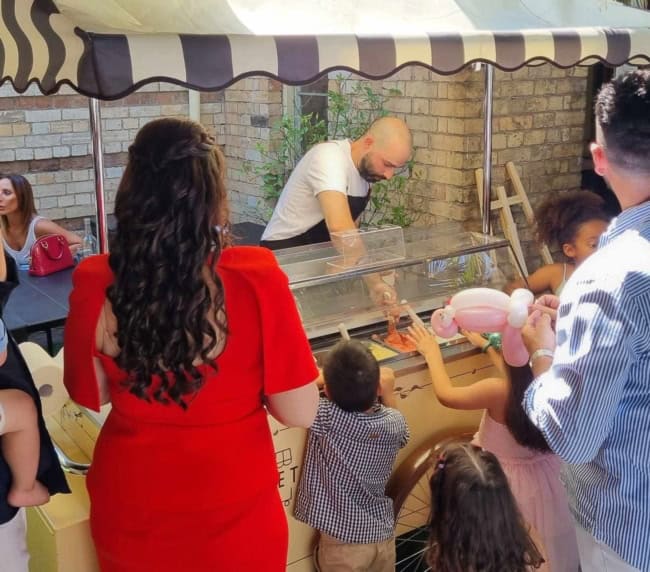 Carretto serving gelato at baptism in Port Melbourne