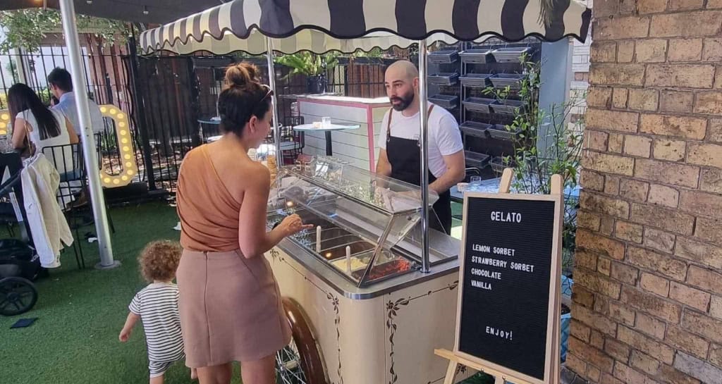Tasting gelato flavours at Baptism in Port Melbourne