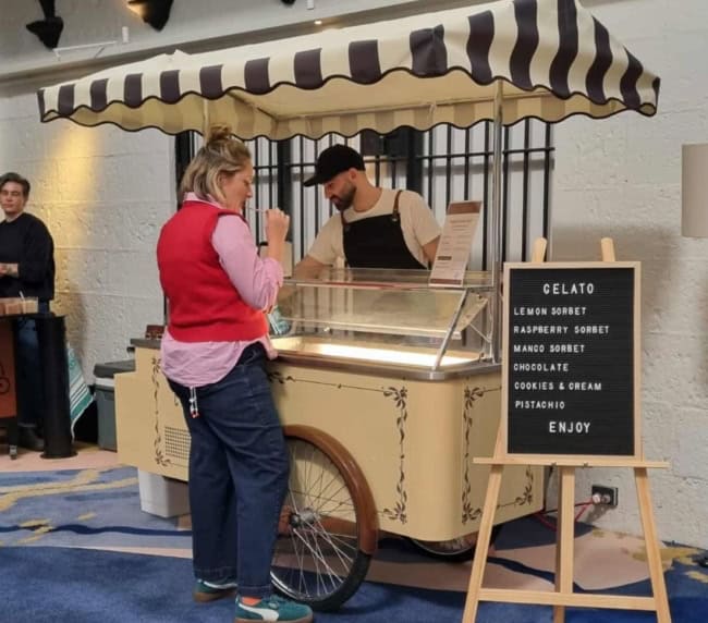 Carretto serving gelato at wedding showcase, Coburg